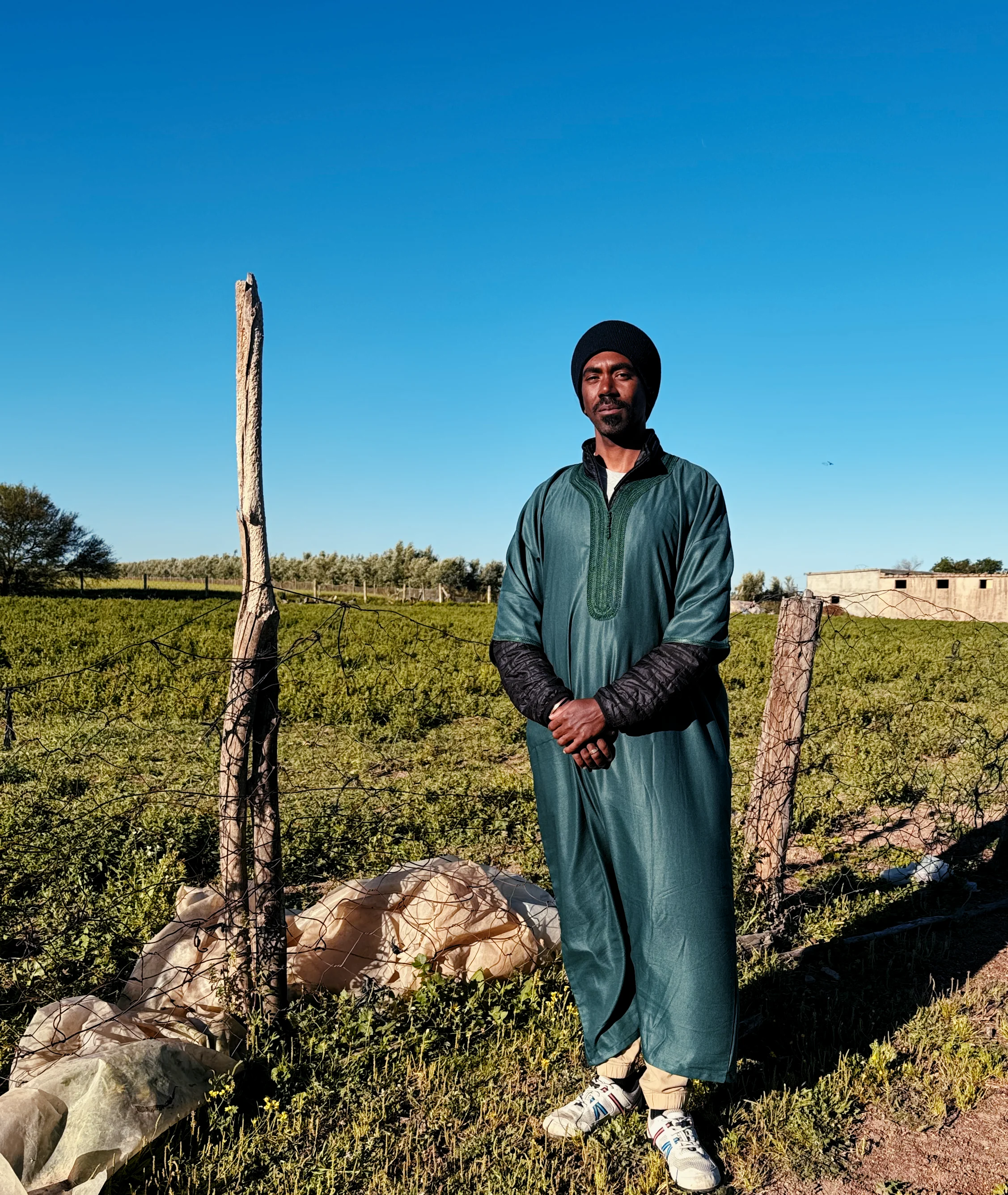 Me dressed in a green djellaba